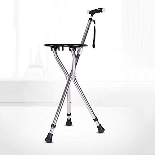 Taburete plegable de alta resistencia, asiento de caña portátil combinado con altura ajustable, capacidad de 400 libras, bastón de aluminio ligero para ancianos, hombres y mujeres