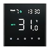 Honseadek Termostato programable WiFi para calefacción por suelo radiante, funciona con Alexa y Home, horario diario de 6 períodos, PC ignífugo + ABS, controlador cuadrado de 3.4 pulgadas (calefacción