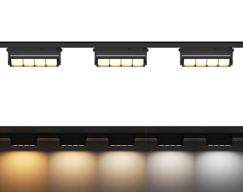 TuyuBEE 5 Color Linear H Track Lighting Heads H Type Track Light Heads Dimmable LED Track Lighting Fixtures Ceiling Spot Light H Style Track Heads for H Track Lighting Rails Black CRI90 12W 3 Pack