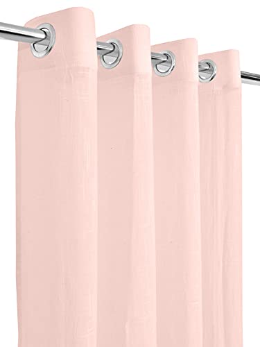 Image of Cotton Linen Solid Curtain with Eyelet Rings,Window Curtains for Pooja Room /Living Room /Dining Hall /Hotel /Bedroom /Kid Room /Kitchen (5 Feet, Baby Pink) Set of 2