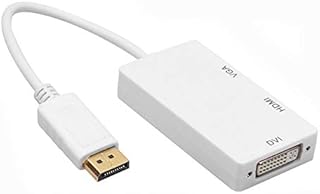 محول 3 في 1 من منفذ عرض ذكر إلى HDMI، كابل ميني DP إلى HDMI وVGA وDVI من توبو (لون أبيض)