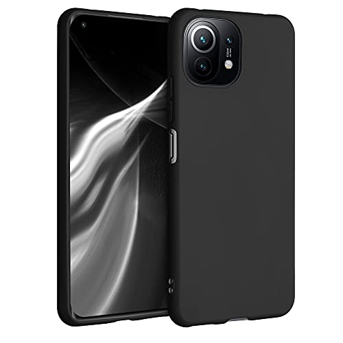 kwmobile Funda para Xiaomi 11 Lite (5G) NE/Mi 11 Lite (5G) Carcasa - Ultrafina de TPU y Silicona con Bordes elevados anticaídas - Negro Mate