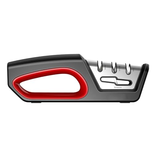 Afilador manual profesional de cuchillos y tijeras 4 etapas, con ruedas cerámica diamante tungsteno for cocina doméstica, fácil usar agarrar