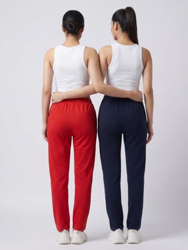 Image of Fflirtygo Cotton Solid Track Pant /Lounge Wear /Pocket Payjama �100% Export Quality Soft Cotton Night Wear /Pocket Pyjama for Women Combo Pack, Black & Blue Pyjama