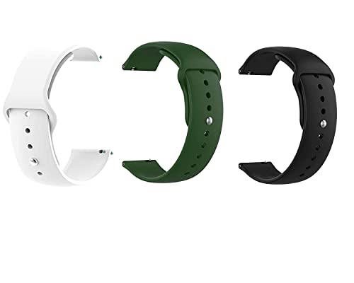 Image of Soft Silicon 20mm Watch Strap Compatible with Amazfit Bip /Lite /GTS /Samsung Gear Sport /Galaxy Watch 42mm / Active /2 40-44mm / Classic /Fashion / (Pack of 3)