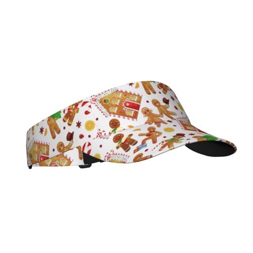 Christmas Cookies House Gingerbread Man Sports Sun Visor Hats Adjustable Men Women Lightweight Packable Cooling Empty Top Visor Hat for Running Tennis Golf