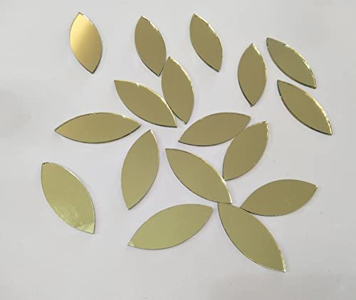 120 Stück Glasmosaikfliesen Blütenblattblätter, Glaszubehör für Bastelarbeiten, Bastelspiegel, Spiegelverzierungen (goldener Spiegel)