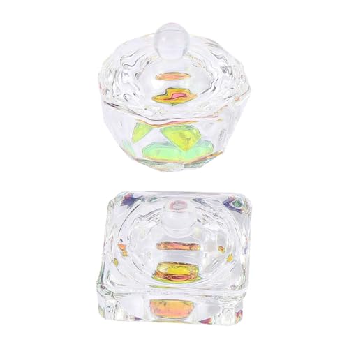 2 piezas de vasos de cristal para arte de uñas con tapa miniatura 1