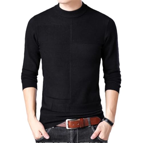 Men's Winter High Neck Sweater Slim Fit Base Layer Thick Knitted Pullover Long Sleeve Warm Basic Sweater