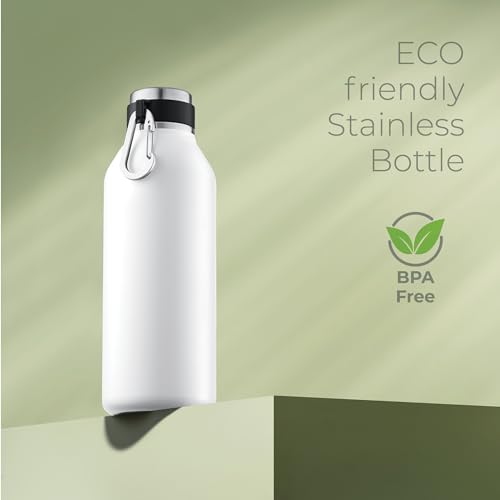 Image of SipX 32 oz Stainless Steel Insulated Water Bottle with Leakproof Lid & Carry Hook - Triple Insulated - Cold 24 Hours /Hot 12 Hours - Perfect for Gym, Work, Sports, Travel - White