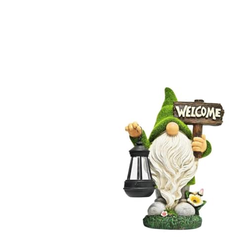 WSYJWEX Gnomo de jardín con Resina de luz Solar Estatua de gnomo Divertida Gnomos de jardín de la Linterna del al Aire Libre