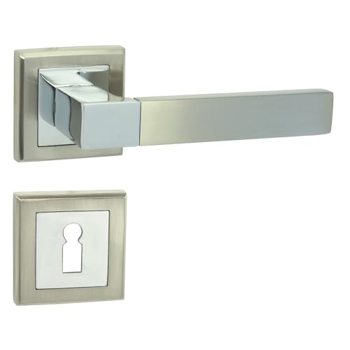 Domino REAL-QR - Set di maniglie per serrature BB | con rosette BB quadrate | per camera da letto, ufficio, cantina e interni | Ferrures