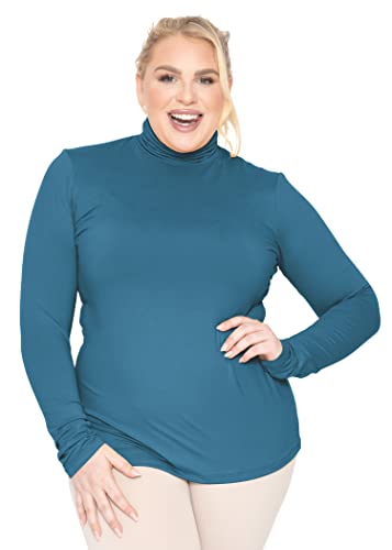 Image of Womens Turtle Neck | Long Sleeve and Sleeveless Top | Plus Size XL-7X | Tops Women White Turtleneck Women