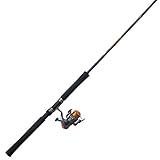 Zebco Crappie Fighter Spinning Reel and Fishing Rod Combo, 7-Foot 2-Piece Fiberglass Fishing Pole, High-Visibility Rod Tip, Comfortable EVA Rod Handle, Light Power, Size 05 Reel, Gray/Orange