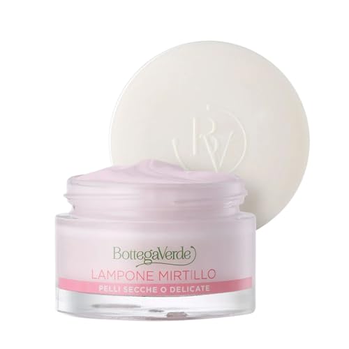 Bottega Verde - Crema Viso Idratante, 50 ml, Idrata e Nutre in Profondità, con Lampone e Mirtillo, per Pelli Secche o Delicate