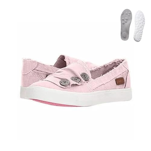 Generic Clearlyss Women Casual Button Comfy Sneakers, Denim Canvas Sneakers Women, Comfy Low Top Slip on Orthopedic Sneakers