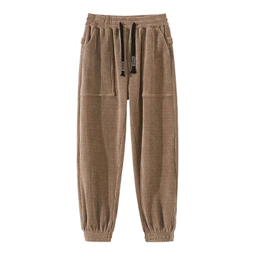 Men's Corduroy Pants Texture Baggy Sweatpants Waffle Loose Fit Elastic Waist Casual Jogger Pants with Pockets Big and Tall3