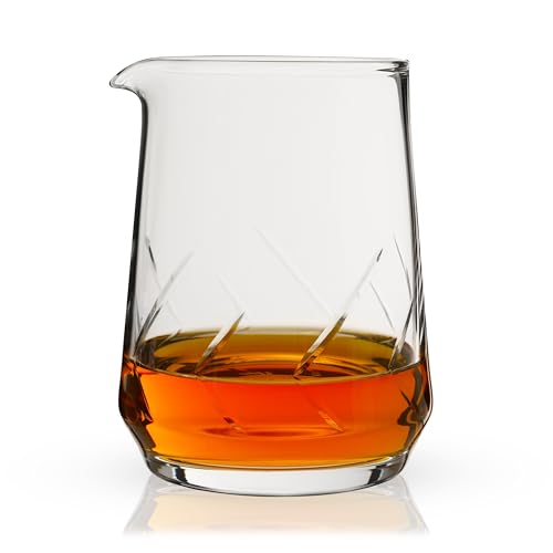Viski Burke Cocktail Mixing Glass, Bartender and Barware Essentials, Geometric Crystal Mixing Glass, Thick Base Design, 28 oz