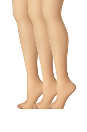 Hanes Womens Set of 3 Silk Reflections Control Top RT Pantyhose, C/D, Natural