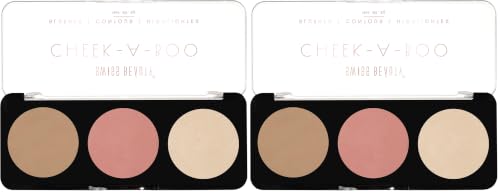 Image of Swiss Beauty Cheek-A-Boo 3-in-1 Face Palette - Blusher, Contour & Highlighter | Highly Pigmented, Blendable & Lightweight | Long-Lasting Makeup Palette for All Skin Tones | 8g, Shade- 01 (Pack of 2)
