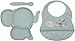 Koko Kids® Silicone 3-Piece Feeding Set for Babies and Toddlers ~ Elephant Suction Plate, Spoon and Bib. (Verde)