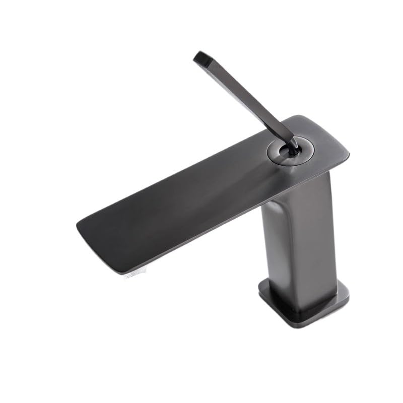 Robinet de lavabo en laiton massif gris court : mitigeur eau chaude et froide Feng Shui