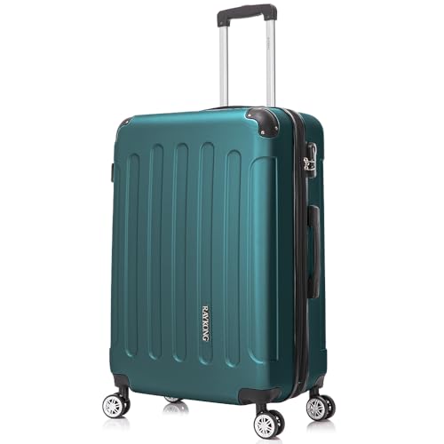 RAYKONG Maleta Grande Expandible ABS 76x49x29cm -32.50cm Extendido |121L| 28 Pulgadas |23kg - 25kg semirígidas candado combinación - Verde