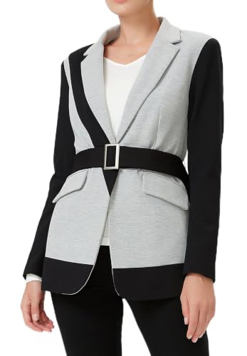 Veste tailleur bi-matière en jersey stretch pour femme