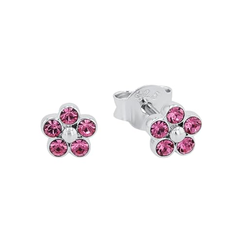 Amor Ohrstecker 925 Sterling Silber Mädchen Kinder Ohrschmuck mit Kristallglas 0 5 cm Silber Blume Kommt in Schmuck Geschenk Box 9526758