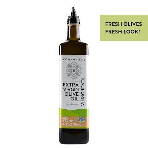 Cobram Estate California Mild Extra Virgin Olive Oil - First Cold Pressed, Non-GMO, Keto Friendly, High in Antioxidants, Fruity & Balanced - Cold Pressed Olive Oil Bottle EVOO - 750 ml (Pack of 6)