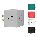 Philips 3-Outlet Extender, Extra-Wide Adapter Spaced, Easy Access Design, 3-Prong, Perfect for Travel, Cube, 1 Pack, Grey, SPS3001GR/37