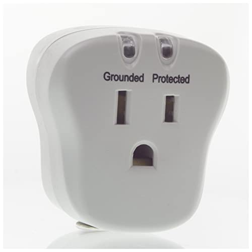 Protector eléctrico COMZON C2009 con 1 toma, 540 joules, filtro EMI/RFI, 1800W, indicador LED, color blanco, 1 unidad miniatura 2