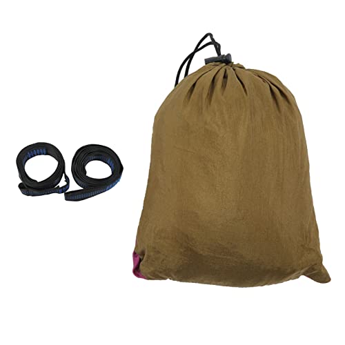 Doble Hamaca Alargada Nylon 2 Persona Hamaca para Acampar mochilero de Senderismo Patio Trasero (Marrón y Morado)