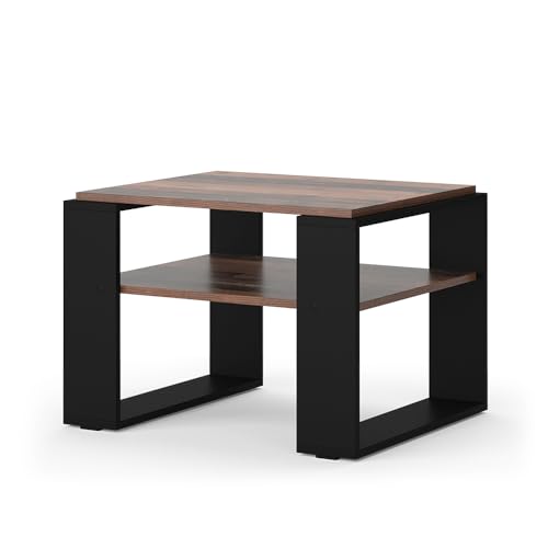 Vicco Mesa de Centro Helm, Madera Antigua/Negro, 65.6 x 55,8 cm con Estante
