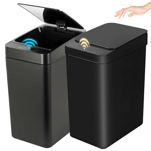 Consejos para Comprar Cubos de basura para baño los 10 mejores. 49 2 Pcs 12L Gande Cubo De Basura Automático Con Sensor - Bote de Basura Inteligente con Tapa Eléctrica, Cubo de Basura Inteligente, Bote de Basura Baño, Bote de Basura Cocina...