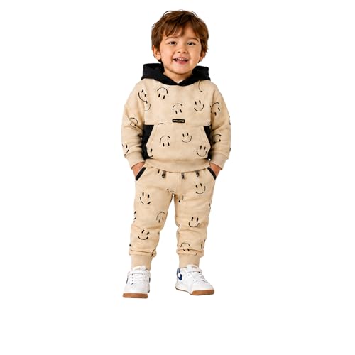 Image of Volcom Infant Toddler Baby Boys Joggers Set - 2 Piece Fleece Pullover Hoodie and Jogger Pants Activewear Set (Sizes: 12M-7)