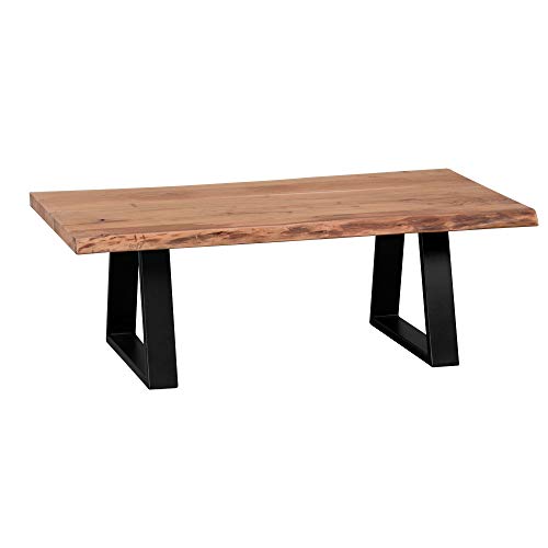 Wohnling Gaya Table Basse en Bois d'acacia Massif 115 x 40 x 60 cm Table d'appoint Style Maison de Campagne avec Pieds en métal, Meubles Modernes en Bois véritable, pièce Unique, en Bois Massif Cover