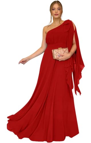 Women's Formal Dresses 2025 Chiffon Elegant Evening Dresses for Women One Shoulder A-Line Wedding Guest Dresses Long