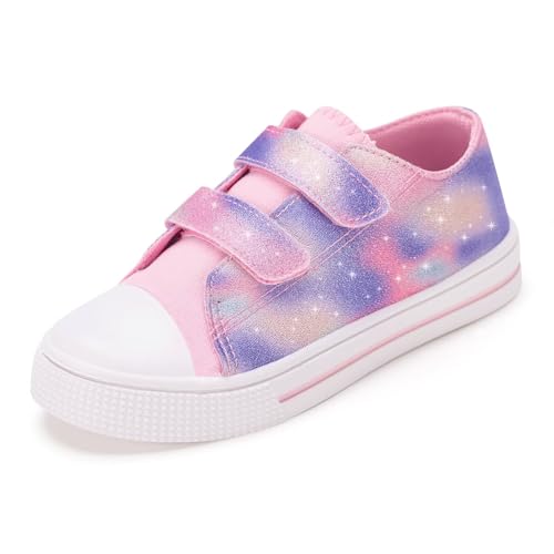 Boys Girls Sneakers Toddler Canvas Shoes Kids Walking Shoes with Hook and Loops