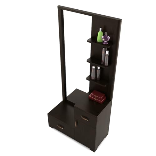 Image of Spacewood Dressing Table | Harmony | 3 Year Warranty | 3 Shelves & 2 Drawer, 1 Shutter Storage, Vanity Table for Bedroom, Living Room, and Home| Engineered Wood | Vermount