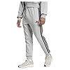 adidas Men's Essential Three Stripes French Terry Pant, Medium Grey Heather/Black, L