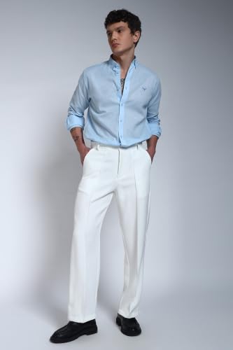 PERCH Solid Pintuck Korean Pants for Men White - Image 5