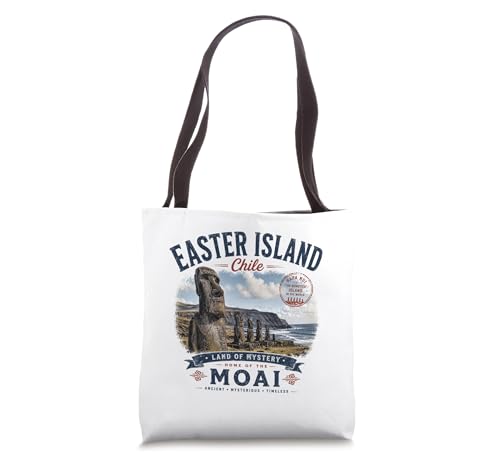 Bolso Tote Chile Estatuas Moai Rapa Nui Vintage miniatura 1