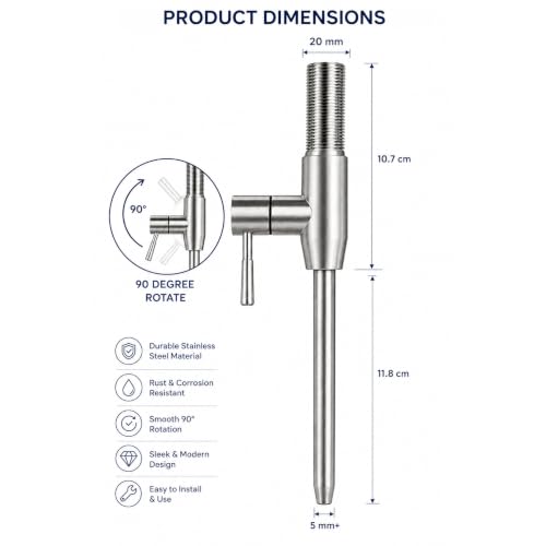 Image of Shapure 3 /8 Inch RO Water Purifier Faucet Installation Kit | Straight Stainless Steel Tap with 3 /8 inch Pipe, Push Connectors, Elbow, Adapter & Washers | Universal RO Faucet Fitting Kit