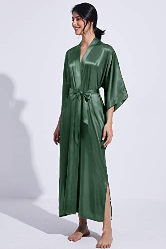 Image of PRODESIGN Satin Kimono Robe Women Long Silky Kimono Bathrobe Sleepwear Wedding Bridesmaid Robe