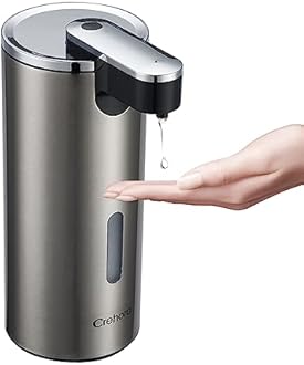 Automatic Soap Dispenser, Automatic Soap Dispenser Touchless, Kitchen & Bathroom, 3 Adjustable Volume for Liquid Soap, Water-Resistant, Hotel, Restaurant and School, Clog-Free, Stainless Steel
