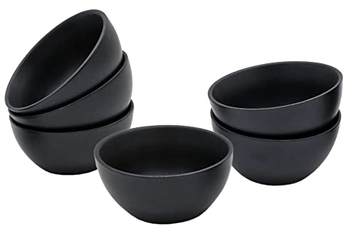 Spetebo Keramik Dip Schale schwarz matt - 6er Set - Snack Saucen Schüssel - Dessertschälchen Servierschale klassisch für Dessert Obst Nüsse Salat