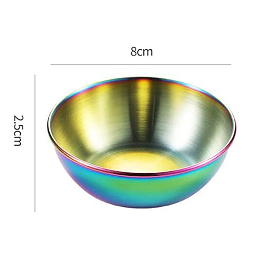 Hoshen Stainless Steel Round Sauce Plate, 4-Piece Independent Plate, Round Dish Plate, Sauce Bowl, Dipping Sauce Plate，Four Colors #TOP2