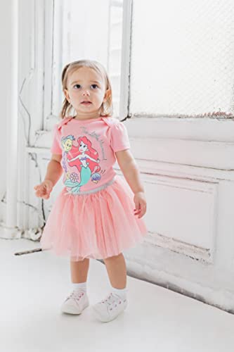 Disney Princess Ariel Cinderella Aurora Infant Baby Girls Bodysuit T-Shirt Tulle Mesh Skirt And Leggings 4 Piece Layette Set Pink/White 18 Months #TOP1