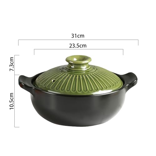 Pot à soupe ragoût vert en céramique avec couvercle 2.5L - 8